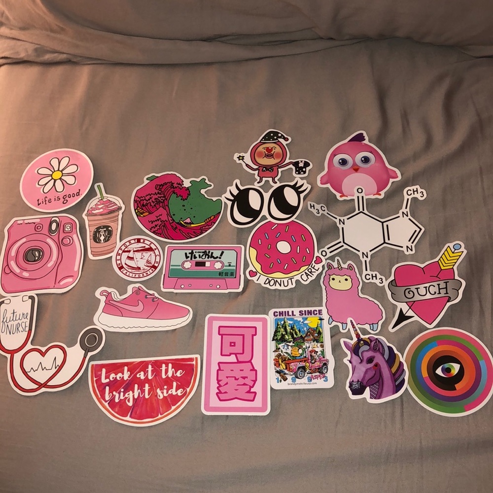 Pack of 20 trendy reusable/ waterproof stickers!